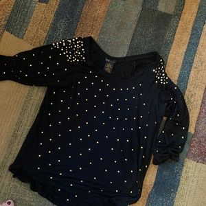 Women’s black and gold sequence top